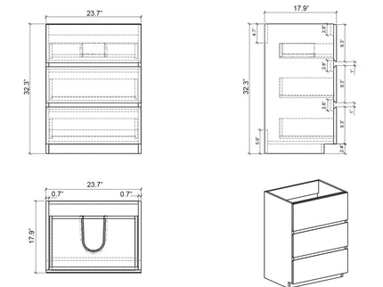 Alice - Bathroom Vanity With Large Storage Freestanding Bathroom Vanity, Sink For Modern Bathroom, One-Piece Sink Basin Without Drain And Faucet