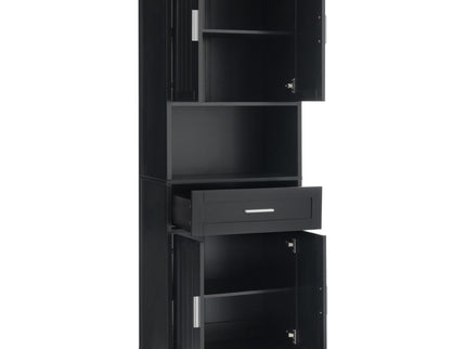 Freestanding Tall Bathroom Cabinet With Soft Close Doors And Adjustable Shelves