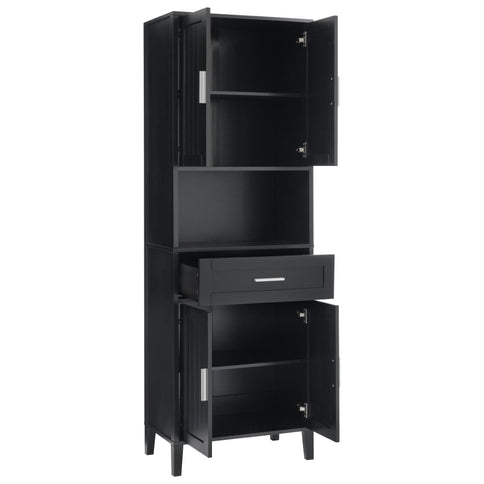 Freestanding Tall Bathroom Cabinet With Soft Close Doors And Adjustable Shelves