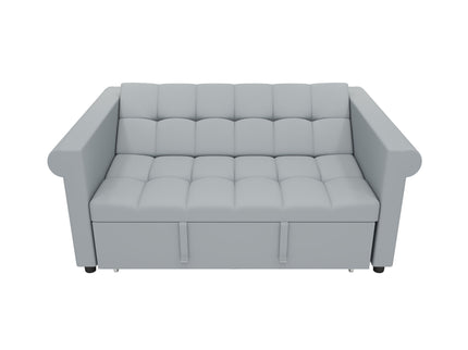 Compact Loveseat With Trundle Sleeper And Storage Pocket - Gray