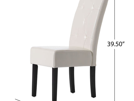 Carter - 5 Tuft Dining Chair With Button Tufted Backrest And Espresso Legs - Ivory