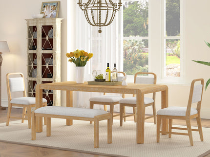 Extendable Dining Table Set With 4 Upholstered Chairs And 1 Bench