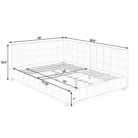 Storage Elegant Upholstered Tufted Bed Frame With Backrest And Armrests