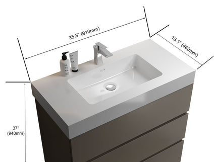 Alice - Bathroom Vanity With Sink, Large Storage Freestanding Bathroom Vanity For Modern Bathroom, One-Piece Sink Basin Without Drain And Faucet