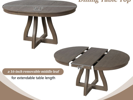 Round Extendable Dining Tabl, Middle Leaf, Curved Legs