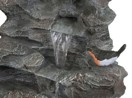 Concrete Rock Waterfall Fountain With LED Lights, Outdoor Garden Decor