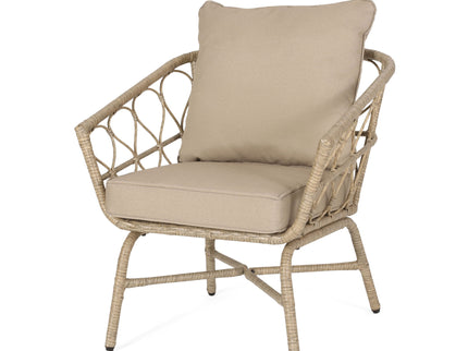 Bruce - Outdoor Club Chair Set With Water Resistant Cushions Rattan And Iron - Brown