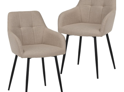 Dining Chair With Backrest And Wide Seat (Set of 2) - Beige