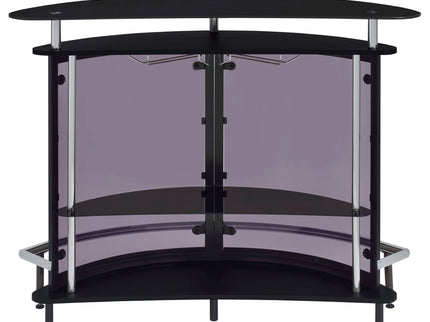 Strick & Bolton - Freestanding Glass Top Home Bar Wine Cabinet With Panels - Black