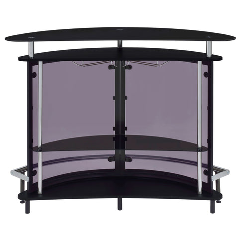Strick & Bolton - Freestanding Glass Top Home Bar Wine Cabinet With Panels - Black