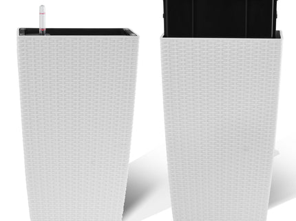 Square Large Planter With Automatic Watering System For Home And Garden (Set of 2) - White