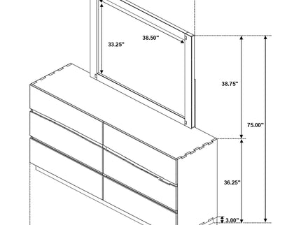 Beverly - 6 Drawer Dresser With Mirror - Walnut