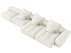 Beige / 3 Seater Sofa With Ottoman