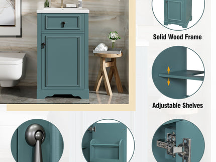 Elegant Bathroom Vanity With Ceramic Sink, Soft Close Door, Adjustable Shelf