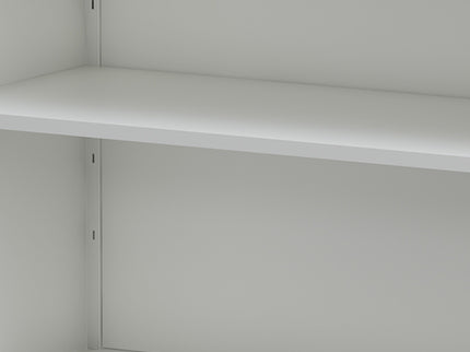 Contemporary Kitchen Pantry Cabinet With Glass Doors, Adjustable Shelves, Steel - Brushed Nickel
