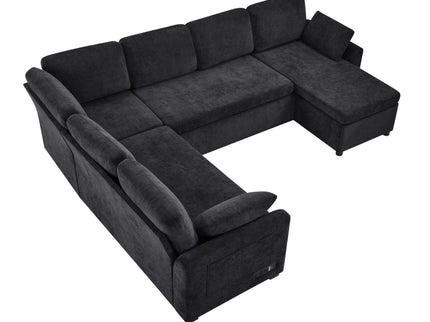 Convertible U-Shaped Sectional Sofa Bed With Reversible Chaise