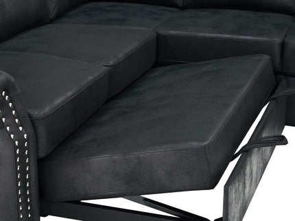 U Shape Sectional Sleeper Sofa With Pull Out Bed And Storage Chaise - Black
