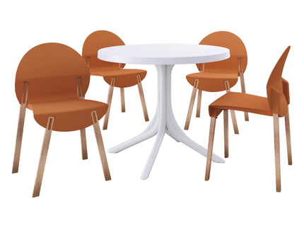 4 Piece Set Of Single Chairs, Traditional Elements With Round Table