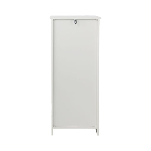 Louvered Door Bathroom Low Cabinet With Multi Layer Storage - White