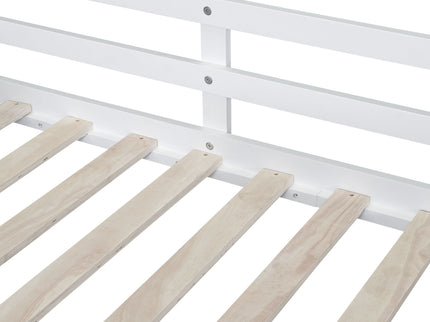 Low Loft Bed With Rolling Desk, Shelf And Drawers