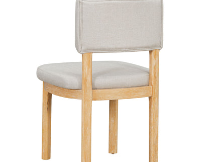 Dining Table Set With 6 Upholstered Chairs, Rectangular Table With Cutout Legs