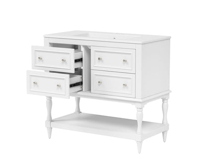 Bathroom Vanity With Medicine Cabinet, Storage Cabinet With 4 Drawers, Adjustable Shelf Mirror