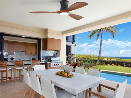 48" Ceiling Fan With Light, Dimmable LED With Memory, Quiet DC Motor - Matte Black