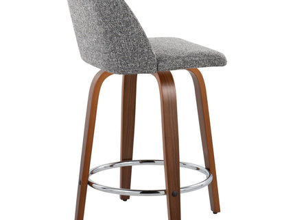 Toriano - Mid Century Modern Fixed Height Counter Stool With Swivel With Round Footrest (Set of 2)