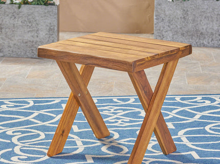 Passion - Outdoor Side Table With Cross Base And Slatted Top - Teak