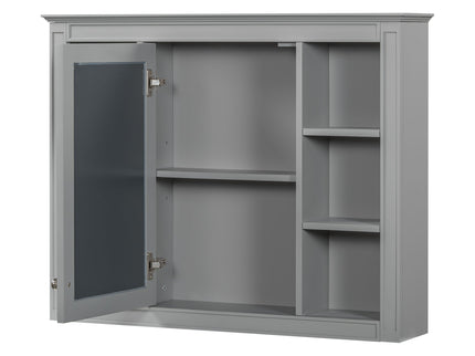 Wall Mounted Medicine Cabinet With Mirror, Storage Cabinet Featuring 6 Open Shelves And Adjustable Interior