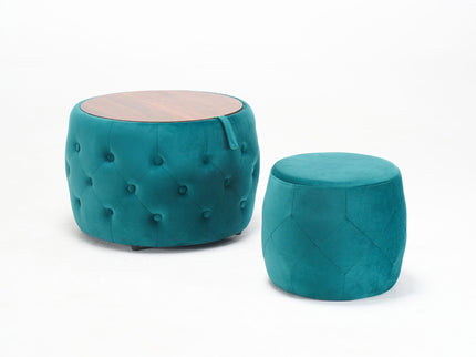Nesting Ottomans 2 Piece With Tray, 4 In 1 Function