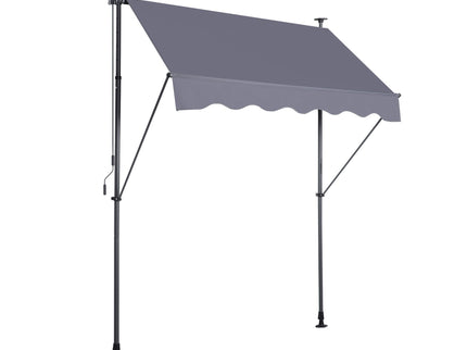 Manual Retractable Patio Awning, UV Resistant Sun Shade With No Drill Installation