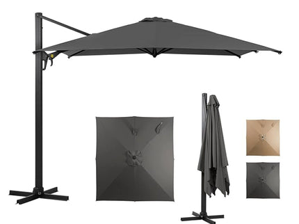 Round Cantilever Patio Umbrella With 360 Rotation & Infinite Tilt Adjustment