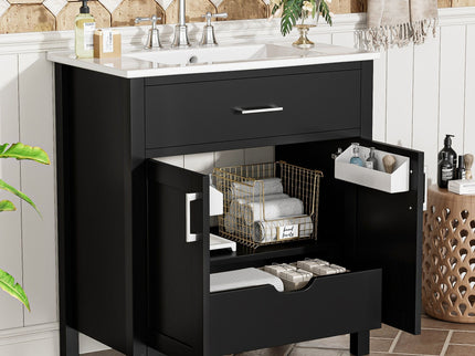 Bathroom Vanity With Sink And Ample Storage, Rectangular Undermount Sink - Black