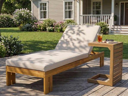 Outdoor Chaise Lounge Set & Side Table, 5 Position Adjustable Patio Recliner