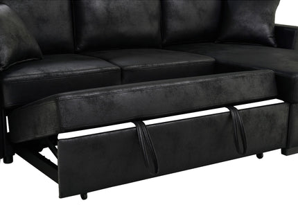 Upholstered Sectional With Pull-Out Bed And Chaise Storage