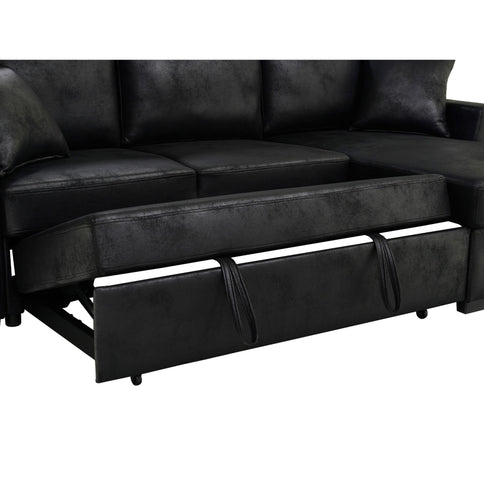 Upholstered Sectional With Pull-Out Bed And Chaise Storage