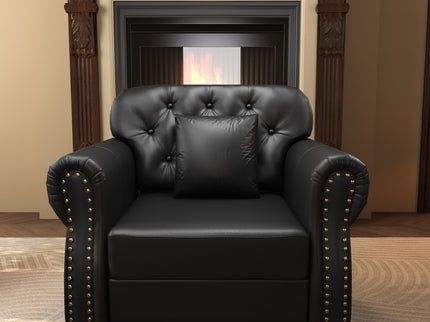 Upholstered Sofa With Nailhead Trim, Rolled Armrests With Ottoman
