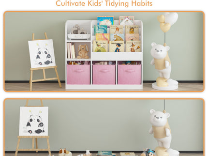 Bookcase And Bookshelf With 3 Collapsible Drawers, Multifunctional Display Stand