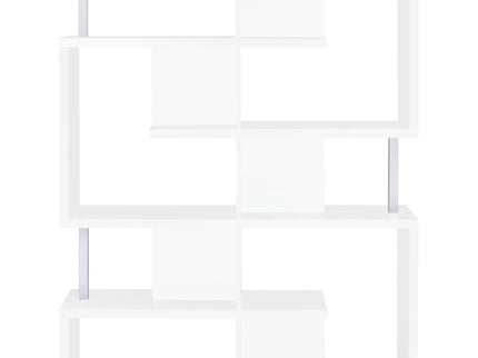 5 Tier Geometric Bookcase - White