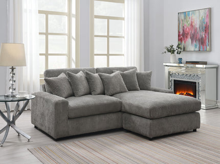 Tavia - Reversible Sectional Sofa With 6 Pillows - Gray