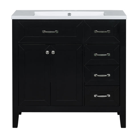 Modern Bathroom Vanity With Sink, Freestanding With Drawers And Doors