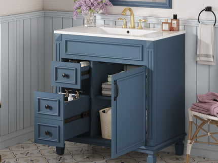 Bathroom Vanity With Sink, Cabinet With 2 Drawers And Adjustable Shelf