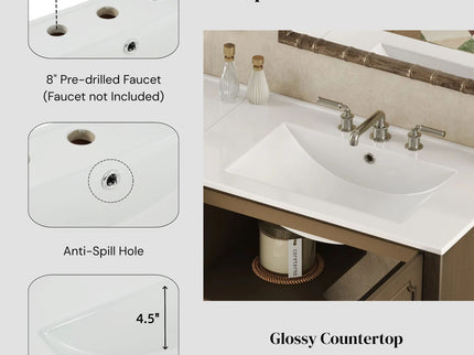 Vintage Double Sink Bathroom Vanity Set With Ceramic Sinks