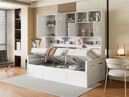 Daybed With All-In-One Cabinet And Shelf