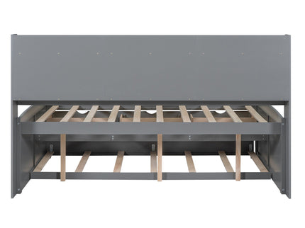 Captain Bed With Built In Bookshelves, 3 Storage Drawers, And Trundle