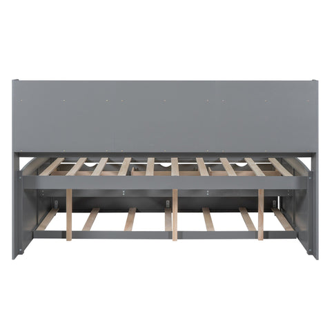 Captain Bed With Built In Bookshelves, 3 Storage Drawers, And Trundle