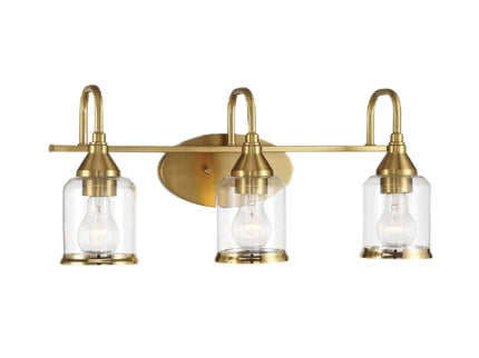 3 Lights Brush Vanity Light - Clear / Gold