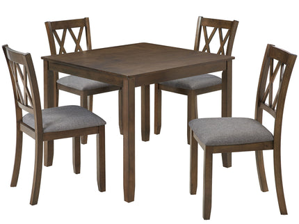 5 Piece Dining Table Set With 4 Chairs - Walnut