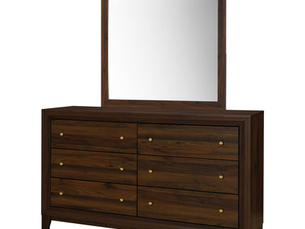 Anza - 6 Drawer Dresser With Mirro - Walnut